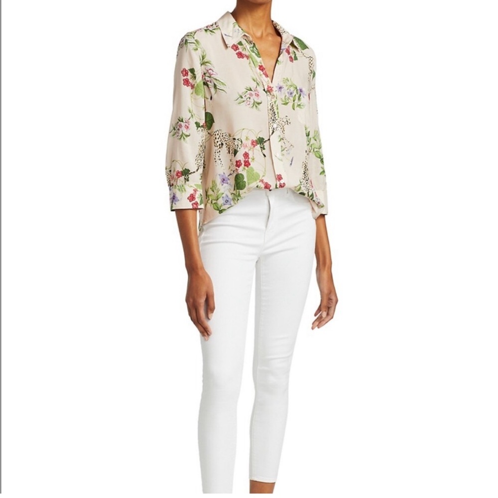 NWT L'AGENCE Ryan Blush Panther Print Blouse in Blush Pink, Size 0 - Picture 3 of 6